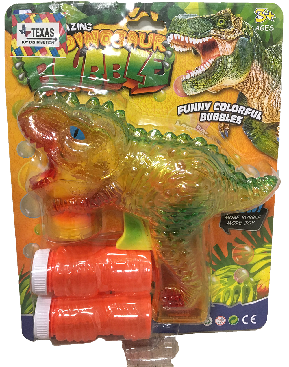 Dinosaur Bubble Gun with Bubble Solution and Lights