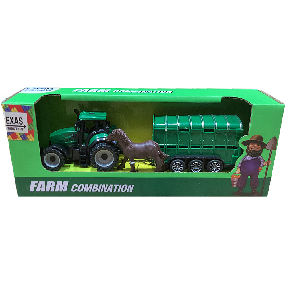 Farm Tractor and Horse Trailer Vehicle Set