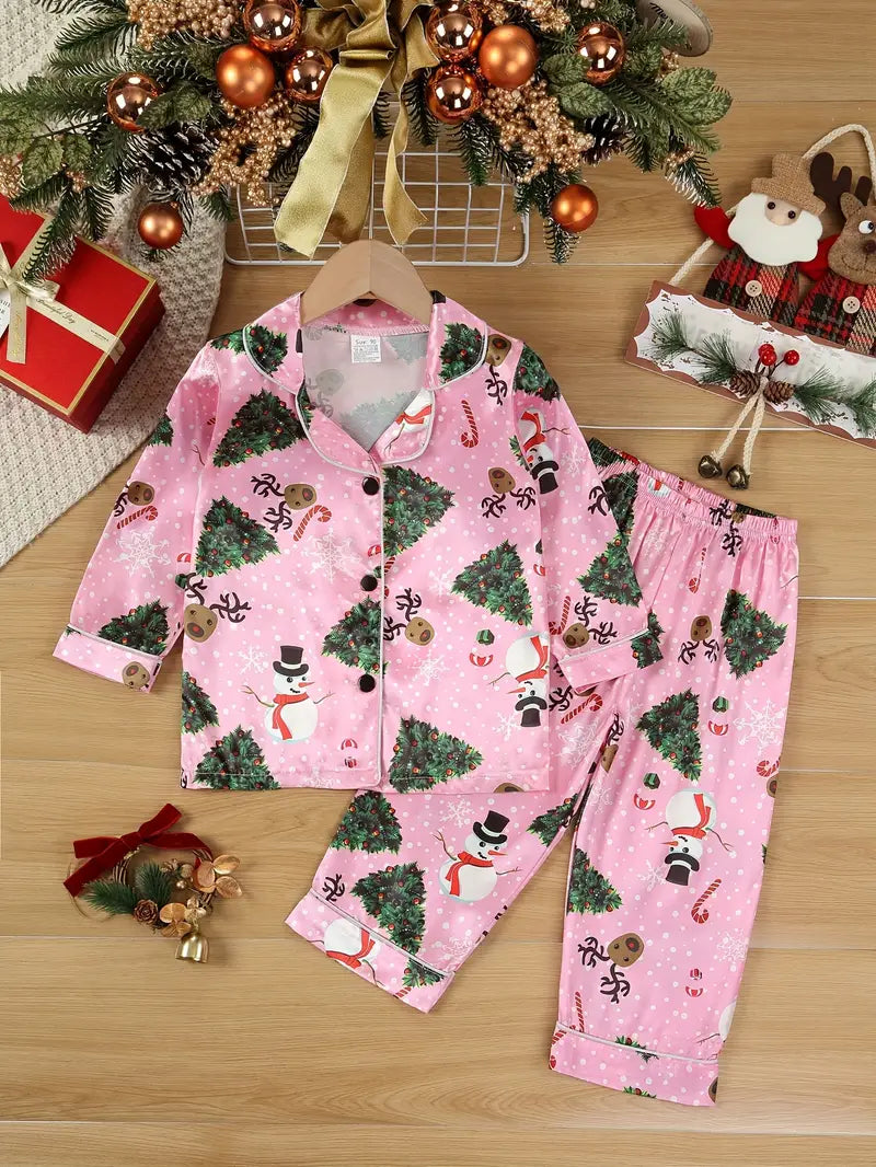 Christmas Satin Pajamas - Kids