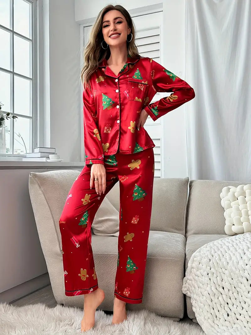 Christmas Satin Pajamas - Adult