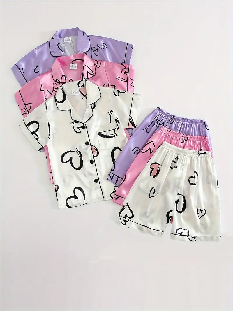 Girl's Sizes 7-13 Satin Pajamas