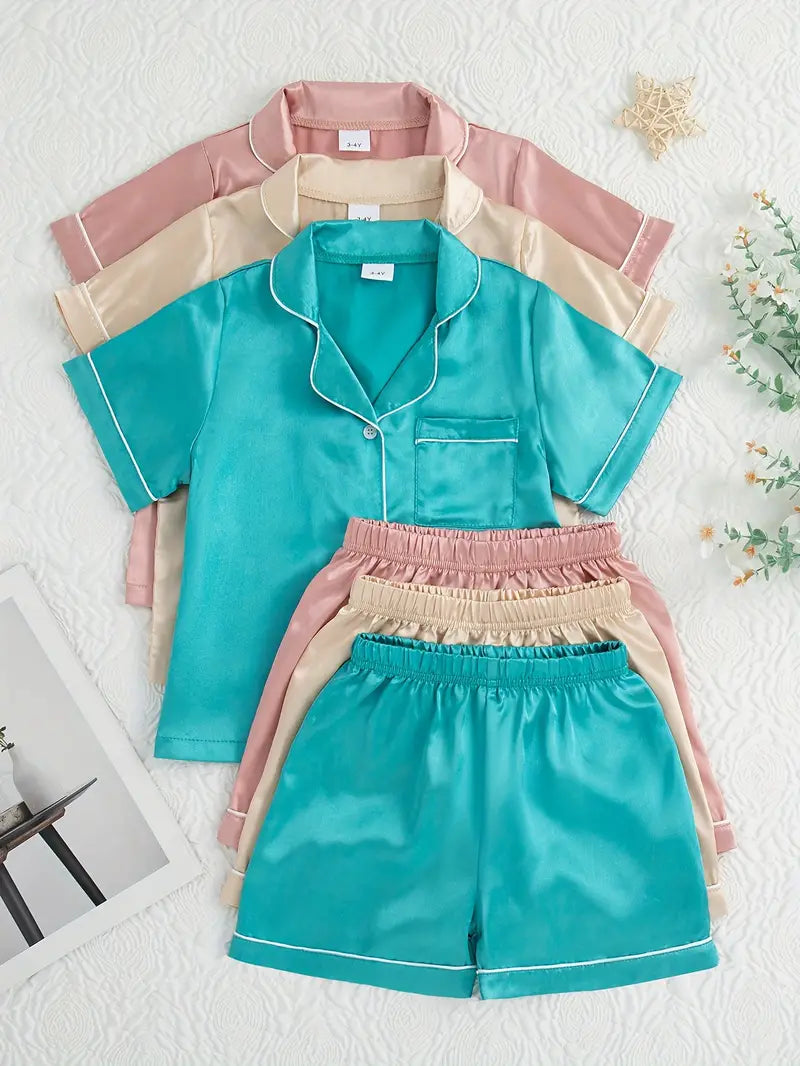 Girl's Sizes 7-13 Satin Pajamas