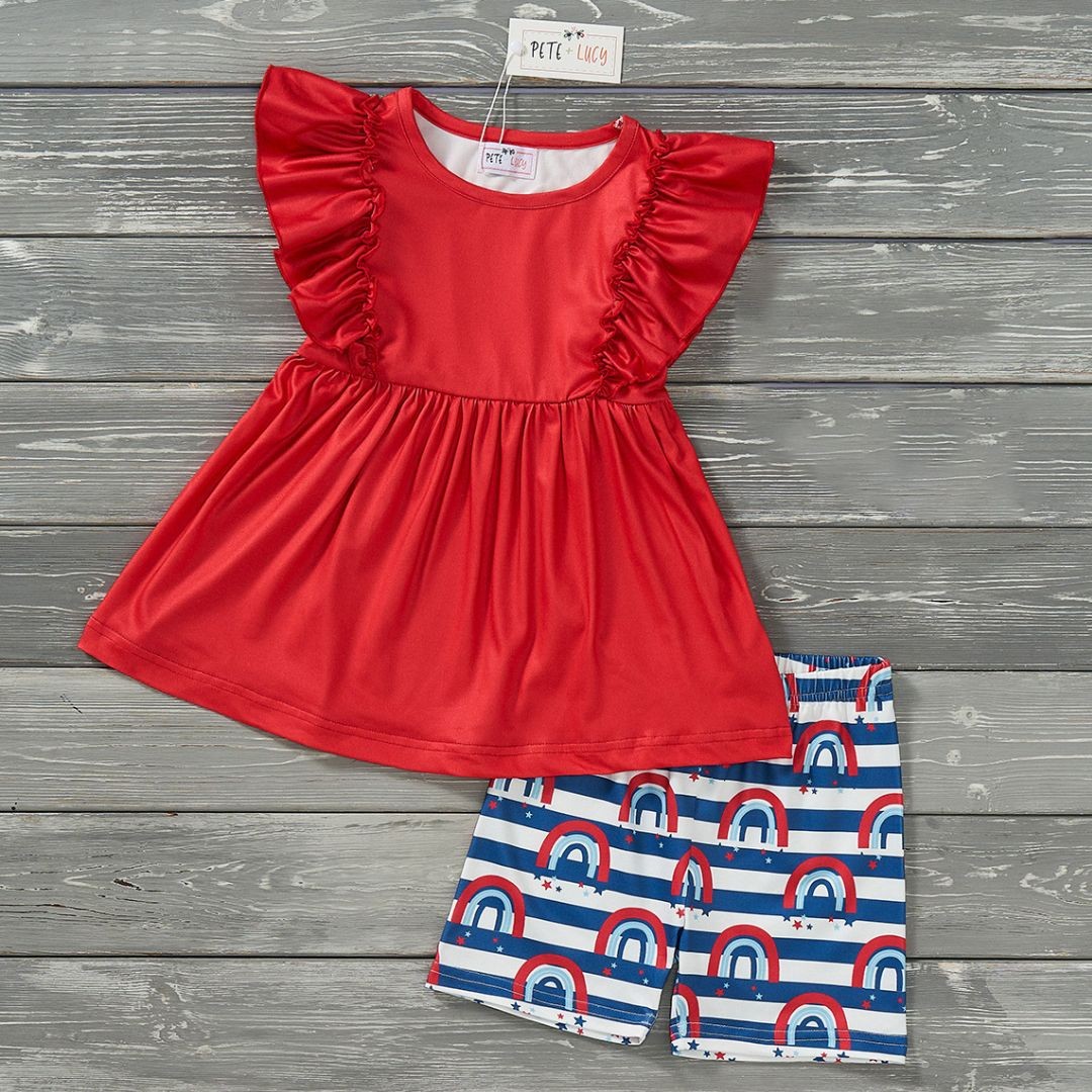 Red White & Rainbows Short Set