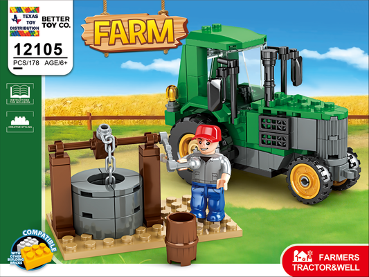 Farm Tractor and Well Building Brick Kit (178 pcs)