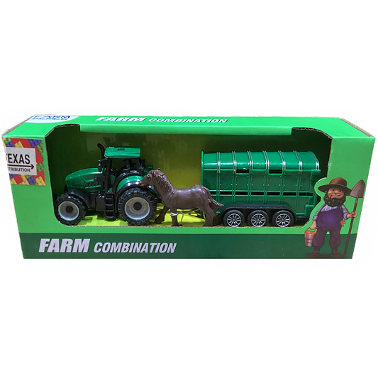 Farm Tractor and Horse Trailer Vehicle Set