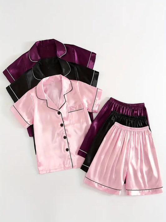 Girl's Sizes 7-13 Satin Pajamas