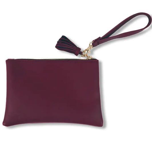 Vegan Leather Wristlet - Maroon