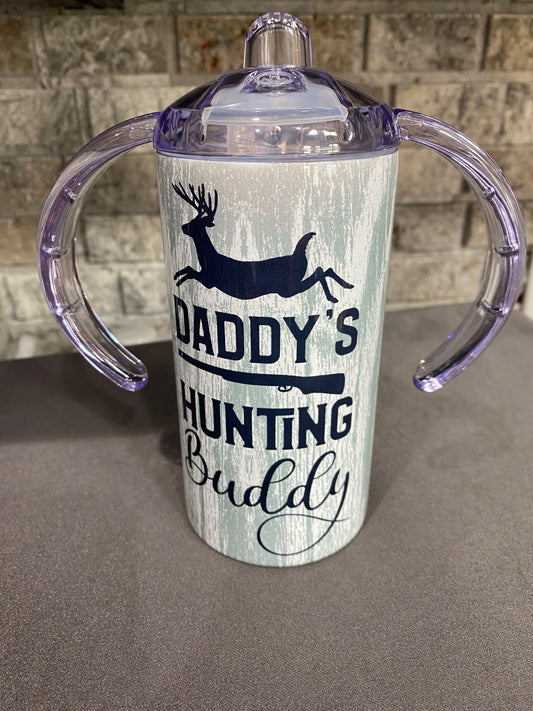 12 oz. Sippy Tumbler - Daddy's Hunting Buddy - Grey Wood Grain