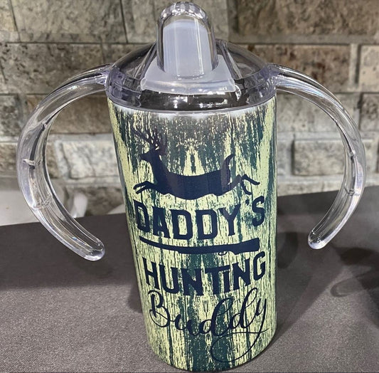 12 oz. Sippy Tumbler - Daddy's Hunting Buddy - Yellow Wood Grain